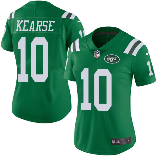 Nike Jets #10 Jermaine Kearse Green Women's Stitched NFL Limited Rush Jersey - Click Image to Close